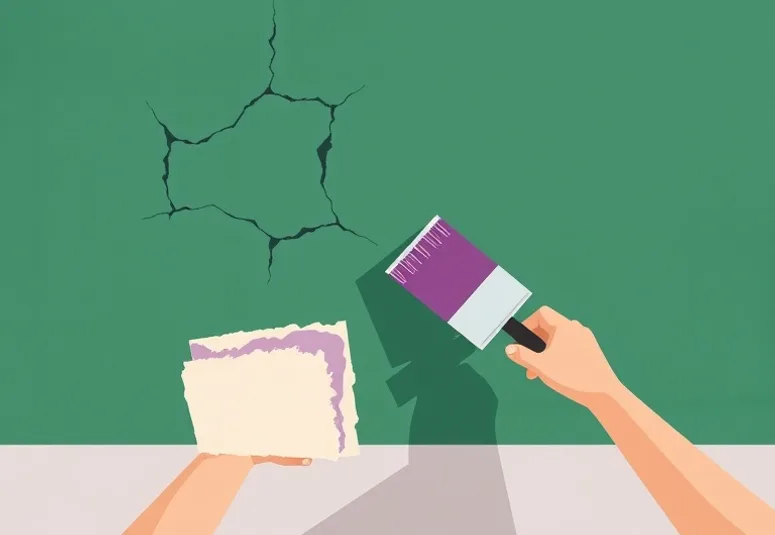 Ponçage et rebouchage des fissures avant mise en peinture